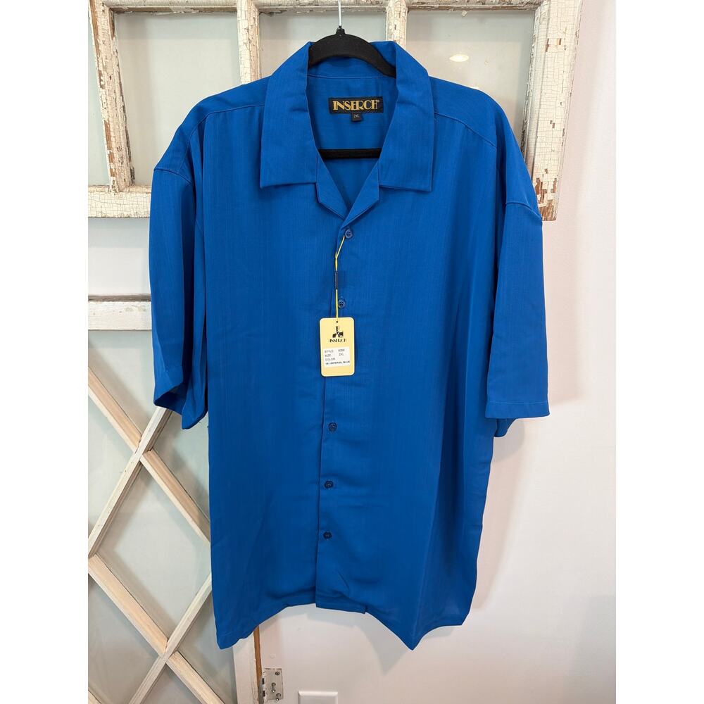 NWT Inserch size 2XL blue button down mens shirt